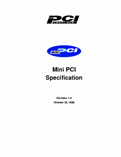 Mini PCI Specification Manual of type I II and III of Mini PCI